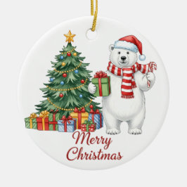 Enfeite de Natal Urso Polar Personalizado - Feliz