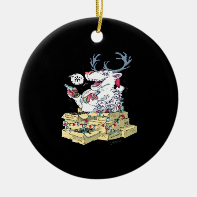 Enfeite de Natal Veado Rena Bêbada de Natal (Frente)