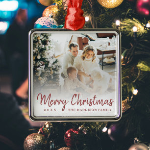 Enfeite de Natal Vermelho com Foto da Família de u
