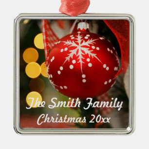 Enfeite de Natal Vermelho e Dourado Personalizado