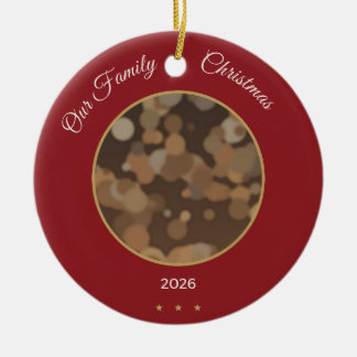 Enfeite de Natal Vermelho Foto Nossa Família 2026