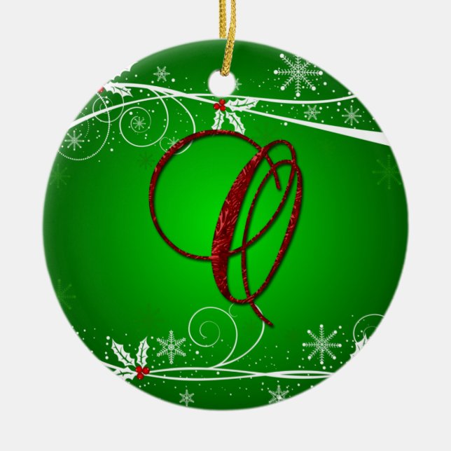Enfeite de Natal Vermelho Verde Folha de Azevinho  (Frente)