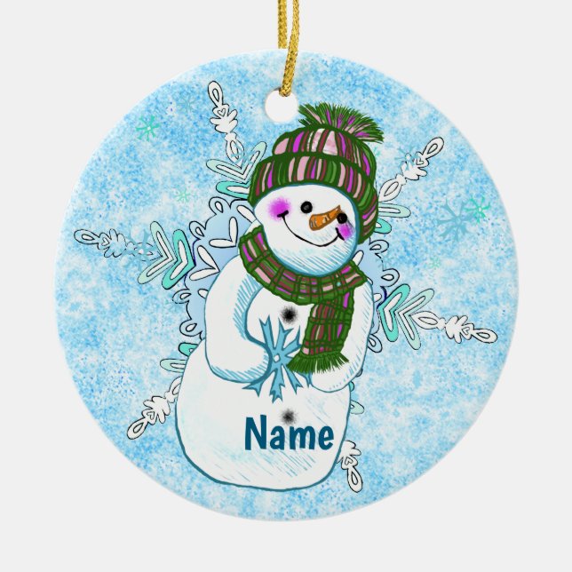 Enfeite de Natal Vovó Boneco de Neve (Frente)