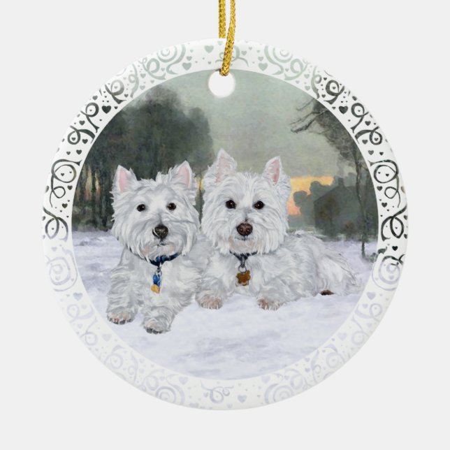 Enfeite de Natal Westies (Frente)