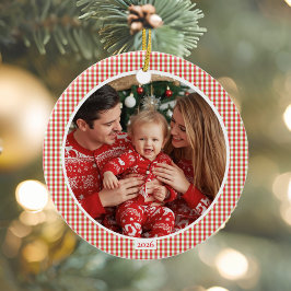 Enfeite de Natal Xadrez Aconchegante com Foto