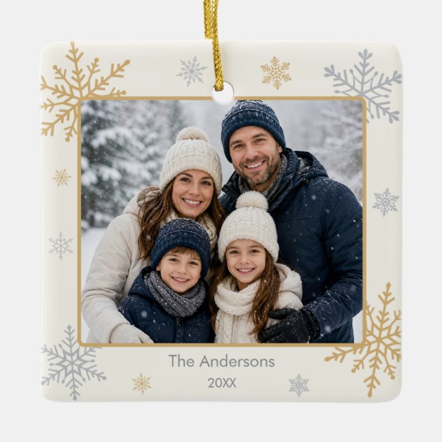 Enfeite de Neve de Foto Familiar Personalizado (Frente)