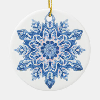 Enfeite de Neve de Renda Fosca | Azul Claro e Rosa