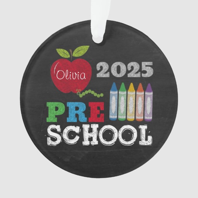 Enfeite de Nome de Quadro Negro Pré-Escolar 2025 (Frente)