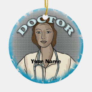 Enfeite de nome personalizado de médica feminina A