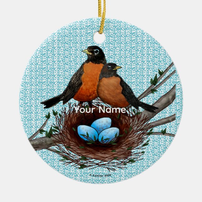 Enfeite de nome personalizado Robins Nest (Frente)