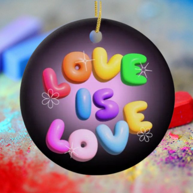 Enfeite de Orgulho Arco-Íris 3D "O Amor é Amor" (Criador carregado)