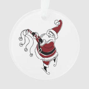 Enfeite de Papai Noel de Patinação Vintage