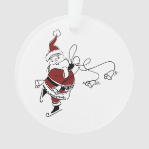 Enfeite de Papai Noel Patinando Antigo