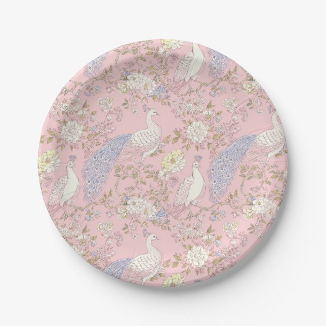 Enfeite de Pavão Gracioso Prato de Papel (Frente)