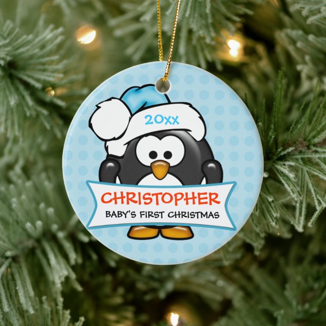 Enfeite de Pinguim do Primeiro Natal do Bebê (Árvore)