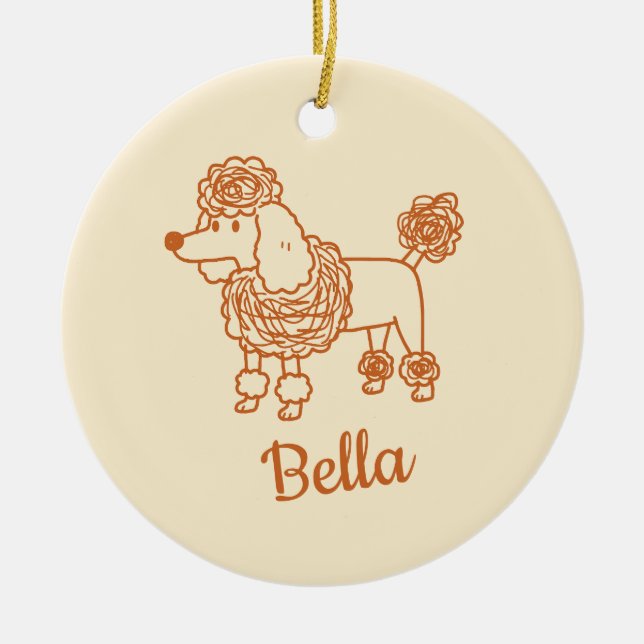 Enfeite de Poodle com Nome Personalizado – Present (Frente)