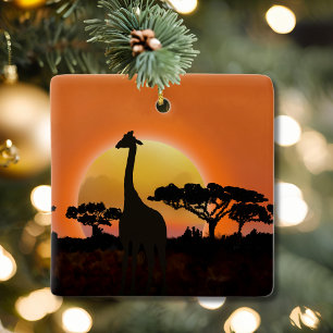 Enfeite de pôr do sol de girafa Vida selvagem de