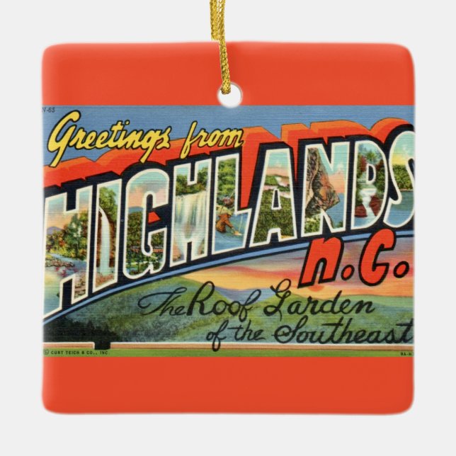 Enfeite de Postal de Highlands NC (Frente)