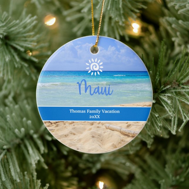 Enfeite de Praia Maui com Foto Personalizada (Árvore)