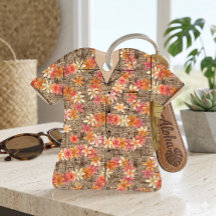Enfeite de Presente Camisa Aloha Vintage Plumeria