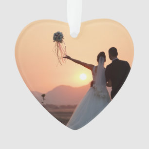 Enfeite de Recém-Casados em Rosa Dourado