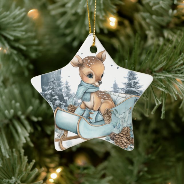 Enfeite de Rena Fofa – Decoração de Natal Estrelad (Árvore)