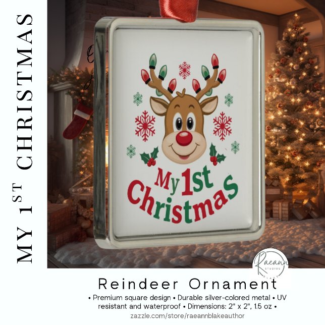 Enfeite de Renas do Primeiro Natal do Bebê (Criador carregado)