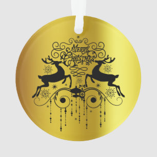 Enfeite de Silhuetas Pretas de Veados de Natal