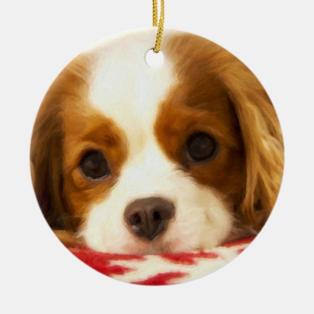 Enfeite de Snowflake Cavalier King Charles Spaniel (Frente)