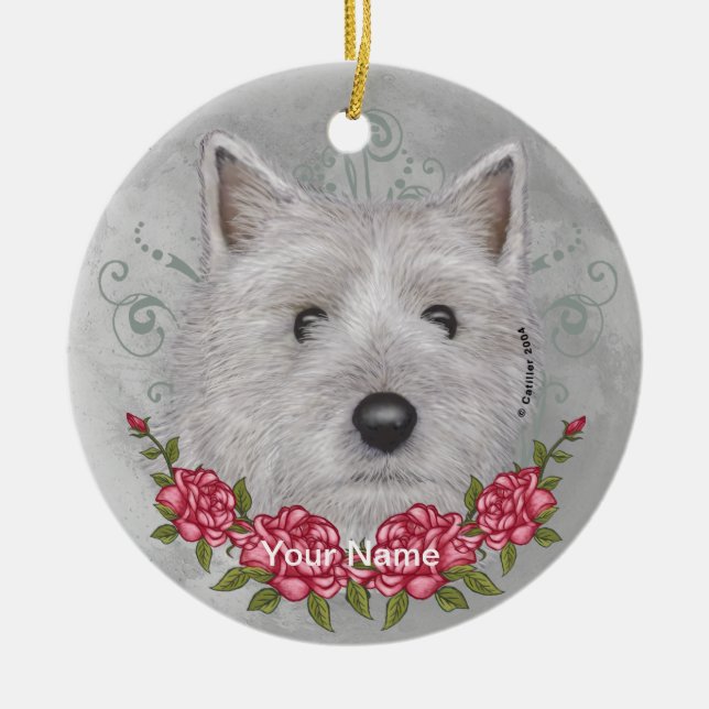 Enfeite de Terrier Cairn Rosas (Frente)