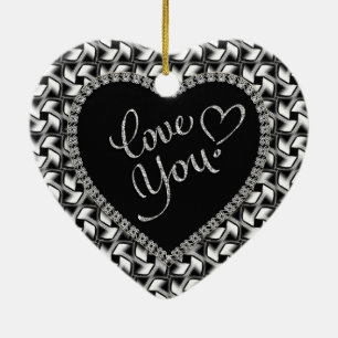 Enfeite de Valentinha Amor Preto Branco