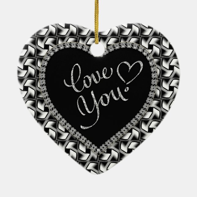 Enfeite de Valentinha Amor Preto Branco (Verso)