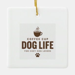 Enfeite de Vida de Cachorro em Xícara de Café para