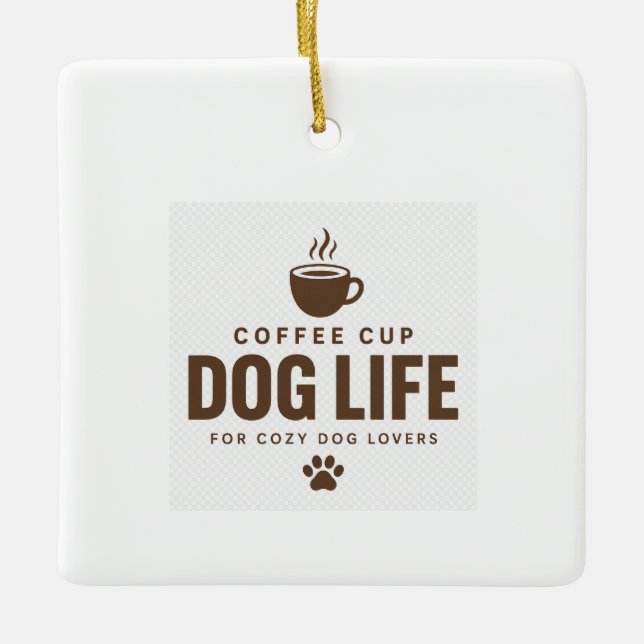 Enfeite de Vida de Cachorro em Xícara de Café para (Frente)