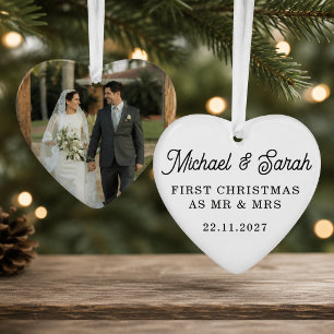 Enfeite de Vidro Coração com Foto de Casamento Per