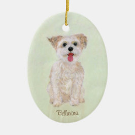 Enfeite de Vidro Oval de Cachorro Morkie