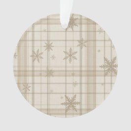 Enfeite de Xadrez Gingham com Floco de Neve – Bege