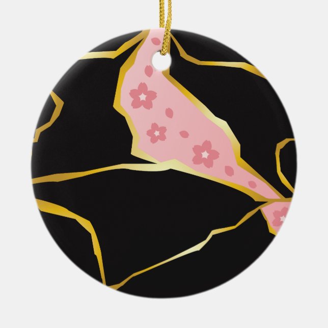 Enfeite Kintsugi com Acentos de Flor de Cerejeira (Frente)