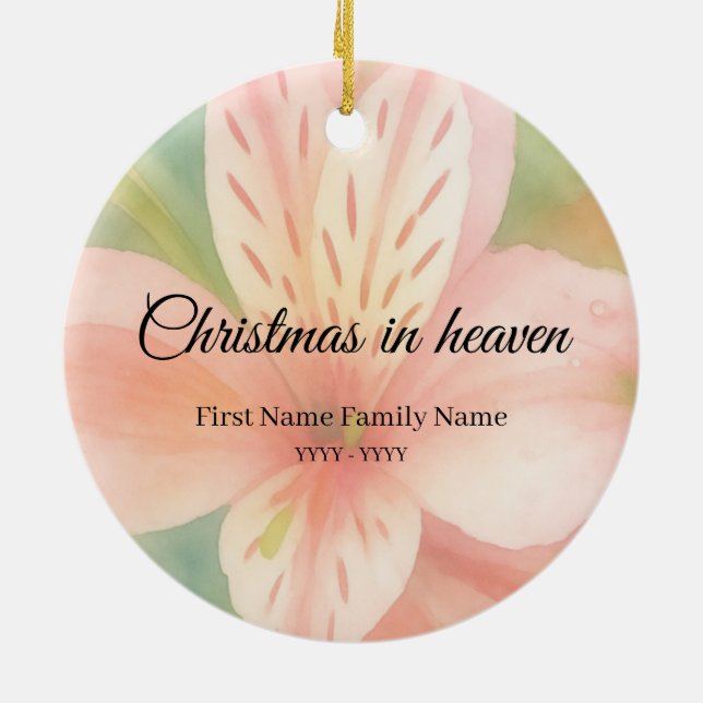 Enfeite memorial de Natal no céu lírio pastel (Traseira)