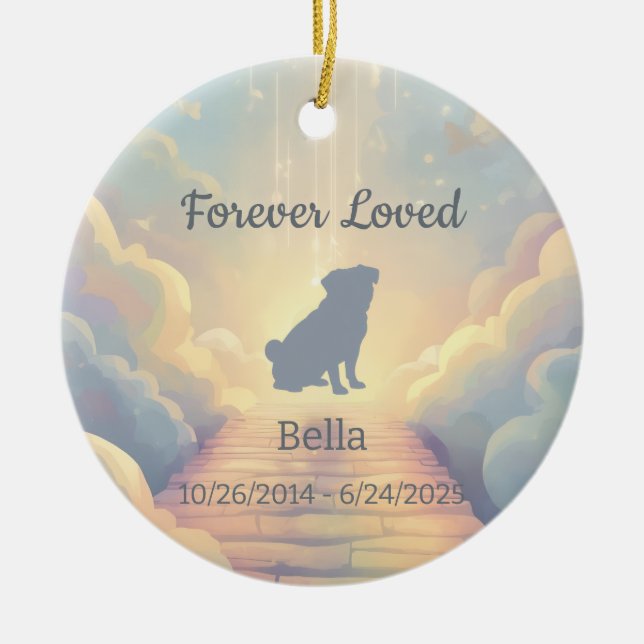 Enfeite Memorial Personalizado Pug – Ponte do Arco (Frente)