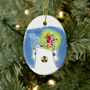 Enfeite oval de cerâmica do Papai Noel nuclearizad