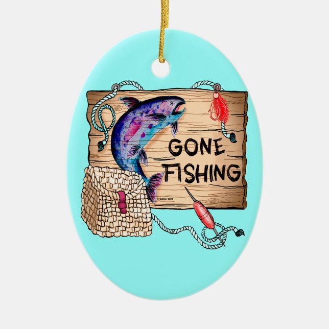Enfeite oval Gone Fishing (Frente)