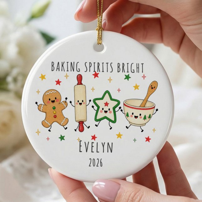Enfeite Personalizado 'Baking Spirits Bright' (Criador carregado)