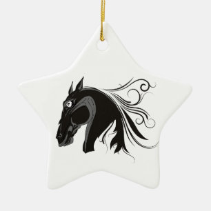 Enfeite personalizado cabeça de cavalo tribal pret
