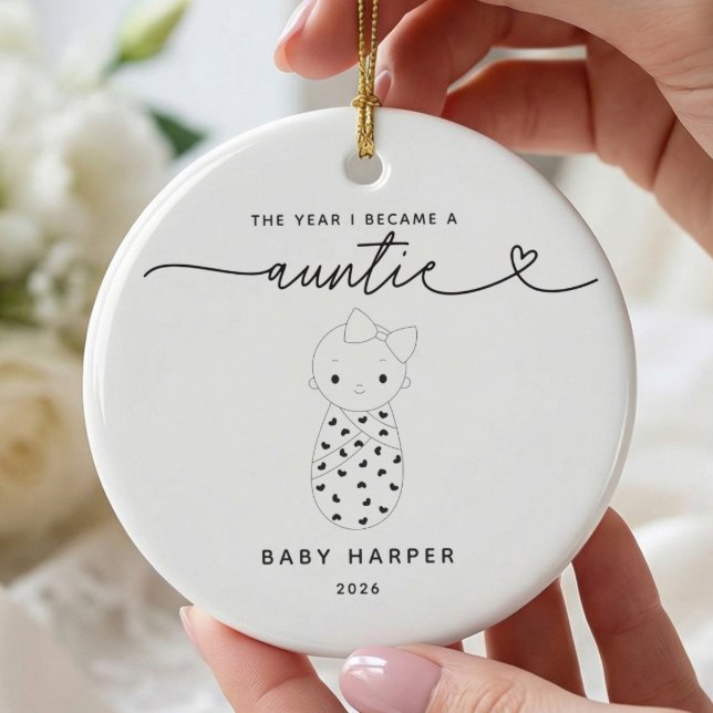 Enfeite Personalizado de Bebê Menina para Nova Tia (Criador carregado)