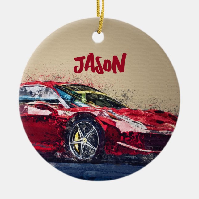Enfeite Personalizado de Carro de Corrida Vermelho (Frente)