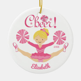 Enfeite Personalizado de Cheerleader Loira Rosa