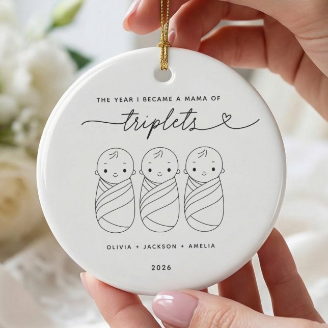 Enfeite Personalizado para Nova Mamãe de Trigêmeos (Criador carregado)