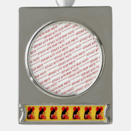 Enfeite Prateado Para Árvore De Natal Com Faixa Le Chat Noir Dia de os namorados