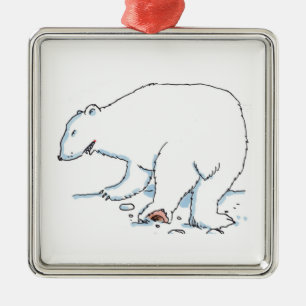 Enfeite premium de urso polar em forma de quadrado